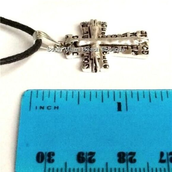 Serenity Prayer Necklace Silver Plated Message AA Al-Anon NA Pendant Black Cord - Picture 9 of 11